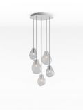 Soap chandelier with 5 lamps multicolour, 2 x Large and 3 x Small