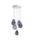 Soap chandelier with 5 lamps multicolour, 3 x Large and 2 x Small