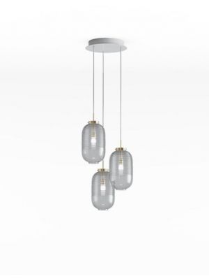 Bomma Lantern chandelier with 3 lamps smoke