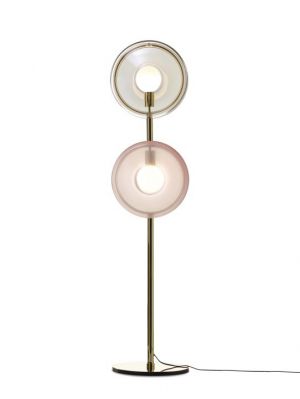 Bomma Orbital Floor, glasses pink-white, lamp rod gold
