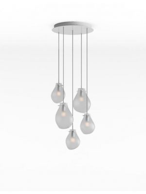 Bomma Soap chandelier with 5 lamps frosted