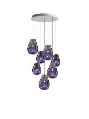 Bomma Soap chandelier with 7 lamps purple