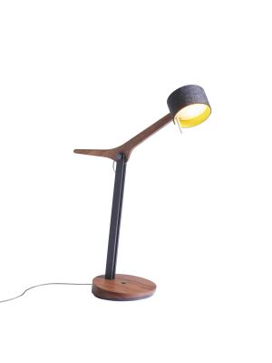 Domus Frits Table Lamp walnut version 2, shade outside graphite, inside curry