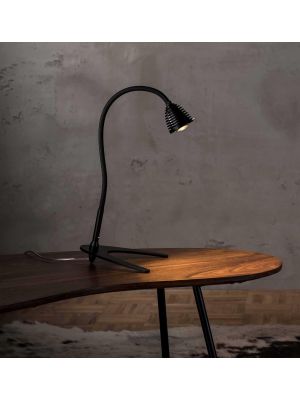 Less'n'more Athene Table Light small A-TL1 black, flex arm textile black (Lamp base in black on request)