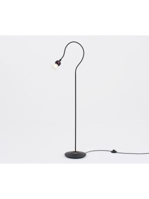 Serien Lighting Poppy Floor 1 arm schwarz, Schirm schwarzviolett und Fuß Stahl schwarz